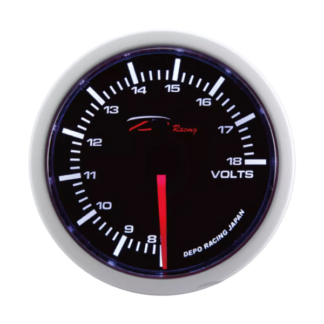 Depo Gauges Electric 52mm Volt Gauge/ Black Dial & Smoked Lens/ Super White Led Display WS5291B