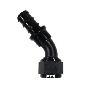 FTF Hose End Push On 45° An12 Black MEF0418-4512BLK