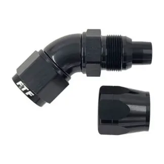 FTF Black Hose End One Piece Cut Style Swivel 45° An12 MEX118-4512-BLK
