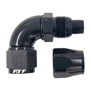 FTF Black Hose End One Piece Cut Style Swivel 90° An6 MEX118-9006-BLK